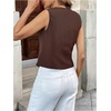 image:imageFloerns Womens Button Down Sleeveless Blazer V Neck Office Work Classy Suit VestCoffee Brown
