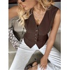 image:imageFloerns Womens Button Down Sleeveless Blazer V Neck Office Work Classy Suit VestCoffee Brown