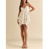 image:imageFloerns Womens Cocktail Tie Shoulder Mini Dress Sleeveless Layered Ruffle Cami SundressApricot
