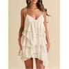 image:imageFloerns Womens Cocktail Tie Shoulder Mini Dress Sleeveless Layered Ruffle Cami SundressApricot