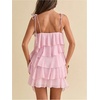 image:imageFloerns Womens Cocktail Tie Shoulder Mini Dress Sleeveless Layered Ruffle Cami SundressPink