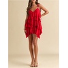 image:imageFloerns Womens Cocktail Tie Shoulder Mini Dress Sleeveless Layered Ruffle Cami SundressRed