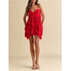 image:imageFloerns Womens Cocktail Tie Shoulder Mini Dress Sleeveless Layered Ruffle Cami SundressRed