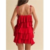 image:imageFloerns Womens Cocktail Tie Shoulder Mini Dress Sleeveless Layered Ruffle Cami SundressRed