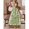 image:imageFloerns Womens Cut Out Tie Back Boho Maxi Dress Spaghetti Strap Beach Vacation Tiered Long DressesGreen