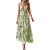 image:imageFloerns Womens Cut Out Tie Back Boho Maxi Dress Spaghetti Strap Beach Vacation Tiered Long DressesGreen