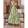 image:imageFloerns Womens Cut Out Tie Back Boho Maxi Dress Spaghetti Strap Beach Vacation Tiered Long DressesGreen