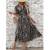 image:imageFloerns Womens Deep V Neck Long Dress Flutter Sleeve Ruched Split Side Vacation Maxi DressesBlack
