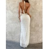 image:imageFloerns Womens Elegant Backless Halter Dress Tie Neck Sleeveless Vacation Maxi DressesWhite