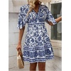 image:imageFloerns Womens Floral A Line Dress Butterfly Sleeve V Neck Beach Vacation Short DressesBlue