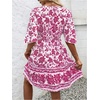 image:imageFloerns Womens Floral A Line Dress Butterfly Sleeve V Neck Beach Vacation Short DressesHot Pink