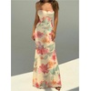 image:imageFloerns Womens Floral Boho Maxi Dress Lace Up Backless Fishtail Summer Beach Long DressesYellow