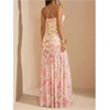 image:imageFloerns Womens Floral Cowl Neck Halter Dress Sleeveless Split Ruffle Vacation Maxi DressesApricot