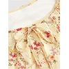 image:imageFloerns Womens Floral Print Cap Sleeve Dress Square Neck Tie Front Summer A Line Cute Mini DressesYellow