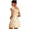 image:imageFloerns Womens Floral Print Cap Sleeve Dress Square Neck Tie Front Summer A Line Cute Mini DressesYellow