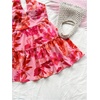 image:imageFloerns Womens Floral Print Sleeveless Halter Neck Layered Hem A Line Mini DressPink