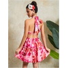image:imageFloerns Womens Floral Print Sleeveless Halter Neck Layered Hem A Line Mini DressPink