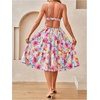 image:imageFloerns Womens Floral Print Spaghetti Strap Cami Dress Backless Tiered Ruffle Midi DressesBlue Multi