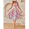 image:imageFloerns Womens Floral Print Spaghetti Strap Cami Dress Backless Tiered Ruffle Midi DressesBlue Multi