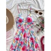 image:imageFloerns Womens Floral Print Spaghetti Strap Cami Dress Backless Tiered Ruffle Midi DressesBlue Multi