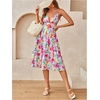 image:imageFloerns Womens Floral Print Spaghetti Strap Cami Dress Backless Tiered Ruffle Midi DressesBlue Multi