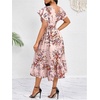 image:imageFloerns Womens Floral Ruffle Sleeve Boho Midi Dress Smocked A Line Summer Vacation DressesPink