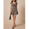 image:imageFloerns Womens Floral Tie Front Mini Dress Cap Sleeve V Neck A Line DressesBlack Multi