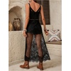image:imageFloerns Womens Floral V Neck Lace Dress Y2k Sleeveless Concert Outfits Long DressesBlack Lace