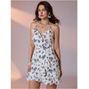 image:imageFloerns Womens Floral V Neck Ruffle Trim Cami Dress Tie Wrap Vacation A Line DressesWhite Multi