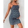 image:imageFloerns Womens Maternity Floral Print Tie Shoulder Stretch Cami Slip DressDark Blue