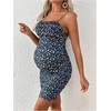 image:imageFloerns Womens Maternity Floral Print Tie Shoulder Stretch Cami Slip DressDark Blue