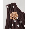 image:imageFloerns Womens Mini Dress Off The Shoulder Metal Floral Sleeveless Layered Hem Going Out DressesBrown Polka Dots