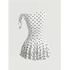 image:imageFloerns Womens Mini Dress Off The Shoulder Metal Floral Sleeveless Layered Hem Going Out DressesWhite Polka Dots