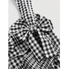 image:imageFloerns Womens Plaid Ruched Bust Sleeveless Vintage Bowknot Pleated Short DressesBlack and White
