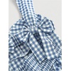 image:imageFloerns Womens Plaid Ruched Bust Sleeveless Vintage Bowknot Pleated Short DressesBlue and White