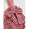 image:imageFloerns Womens Plaid Ruched Bust Sleeveless Vintage Bowknot Pleated Short DressesRed