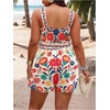 image:imageFloerns Womens Plus Size Floral Print Sleeveless Tank Romper Belt Boho Summer Short JumpsuitsBeige Multi