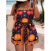 image:imageFloerns Womens Plus Size Floral Print Sleeveless Tank Romper Belt Boho Summer Short JumpsuitsBlack