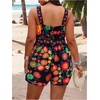 image:imageFloerns Womens Plus Size Floral Print Sleeveless Tank Romper Belt Boho Summer Short JumpsuitsBlack