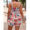 image:imageFloerns Womens Plus Size Floral Print Sleeveless Tank Romper Belt Boho Summer Short JumpsuitsWhite Multi