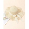 image:imageFloerns Womens Summer Bow Tie Straw Hats Wide Brim Foldable Sun Protection Floppy Beach HatBeige