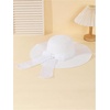 image:imageFloerns Womens Summer Bow Tie Straw Hats Wide Brim Foldable Sun Protection Floppy Beach HatWhite Ivory