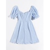 image:imageFloerns Womens Summer Drawstring Sweetheart Neck Puff Sleeve A Line Short DressLight Blue
