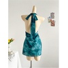 image:imageFloerns Womens Summer Dress Halter Cowl Neck Metal Starfish Ruched Beach Vacation ClothesBlue