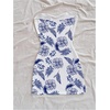 image:imageFloerns Womens Summer Floral Tube Mini Dress Strapless Backless Party Club Bodycon DressesBlue and White
