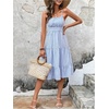 image:imageFloerns Womens Summer Midi Dress Striped Ruched Bust Tiered Ruffle Hem Beach DressesBlue and White