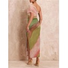image:imageFloerns Womens Summer One Shoulder Long Dress Tie Dye Mesh Vacation Slit Bodycon Maxi DressesBeige Multi