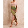 image:imageFloerns Womens Summer One Shoulder Long Dress Tie Dye Mesh Vacation Slit Bodycon Maxi DressesBeige Multi