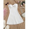 image:imageFloerns Womens Summer Textured Mini Tube Dress Twist Front Strapless Beach Vacation A Line DressesWhite