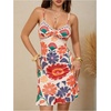 image:imageFloerns Womens Summer Tropical Twist Front Ruched Ruffle Hem Bodycon Cami DressLight Apricot